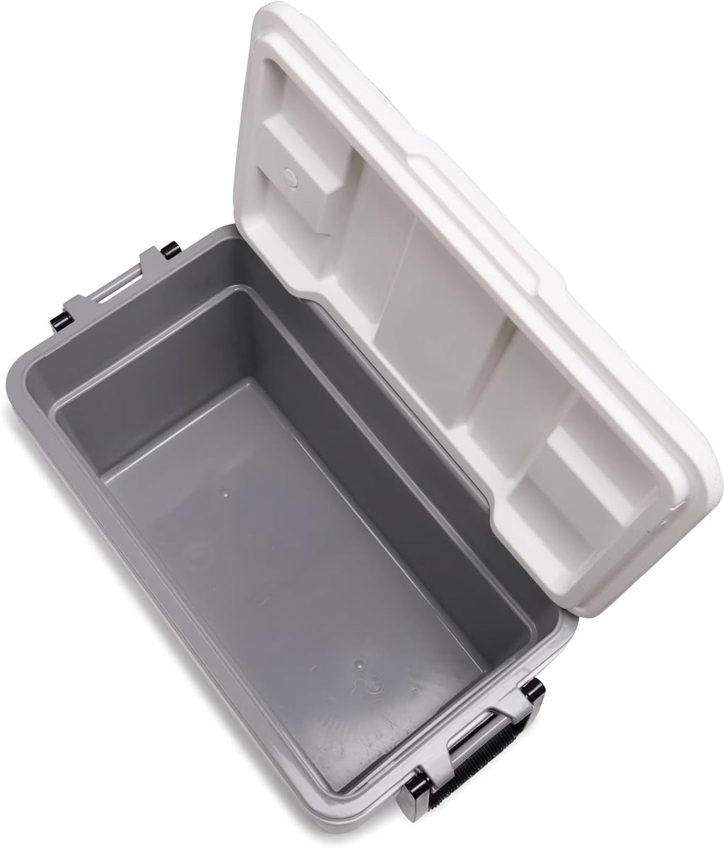 25 QT Hard Sided Cooler White, UV Resistant Ice Chest with Fish Ruler, Swing Handles for Fishing Boat Trip