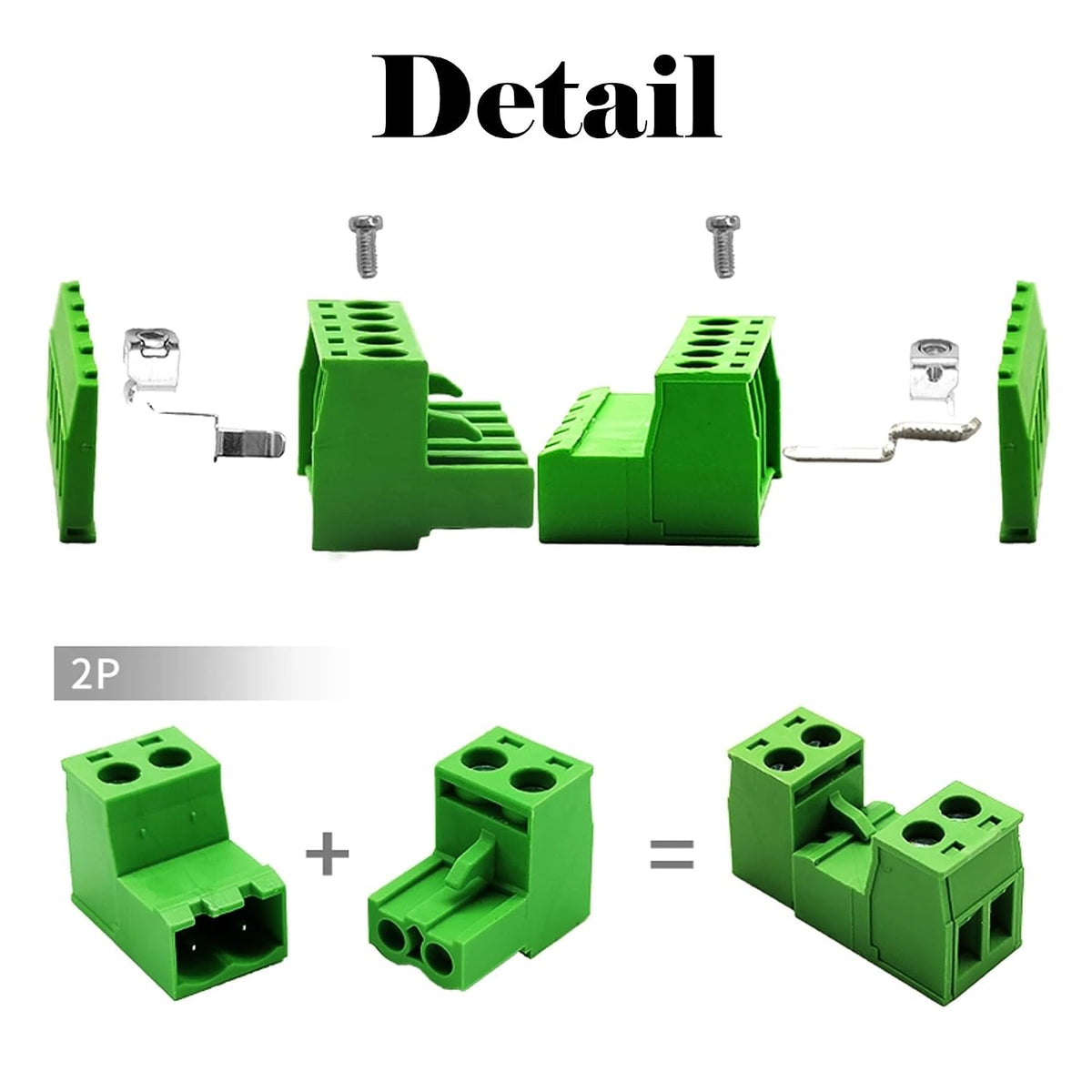 10 Sets 2-Pin 5.08mm Pitch Green IDC Push-In PCB Mount Plastic Terminal Block Connector