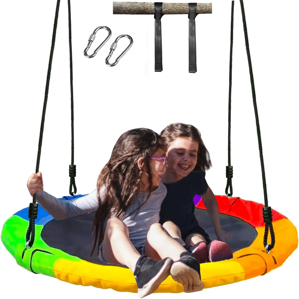 40" Saucer Tree Swing for Kids - 500Lb Weight Capacity, Waterproof Platform Swing Seat with Adjustable Ropes for Kids