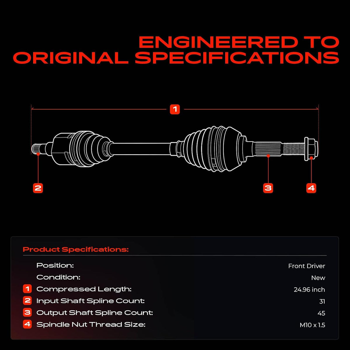 A-Premium Front Left Driver Side CV Axle Shaft Assembly