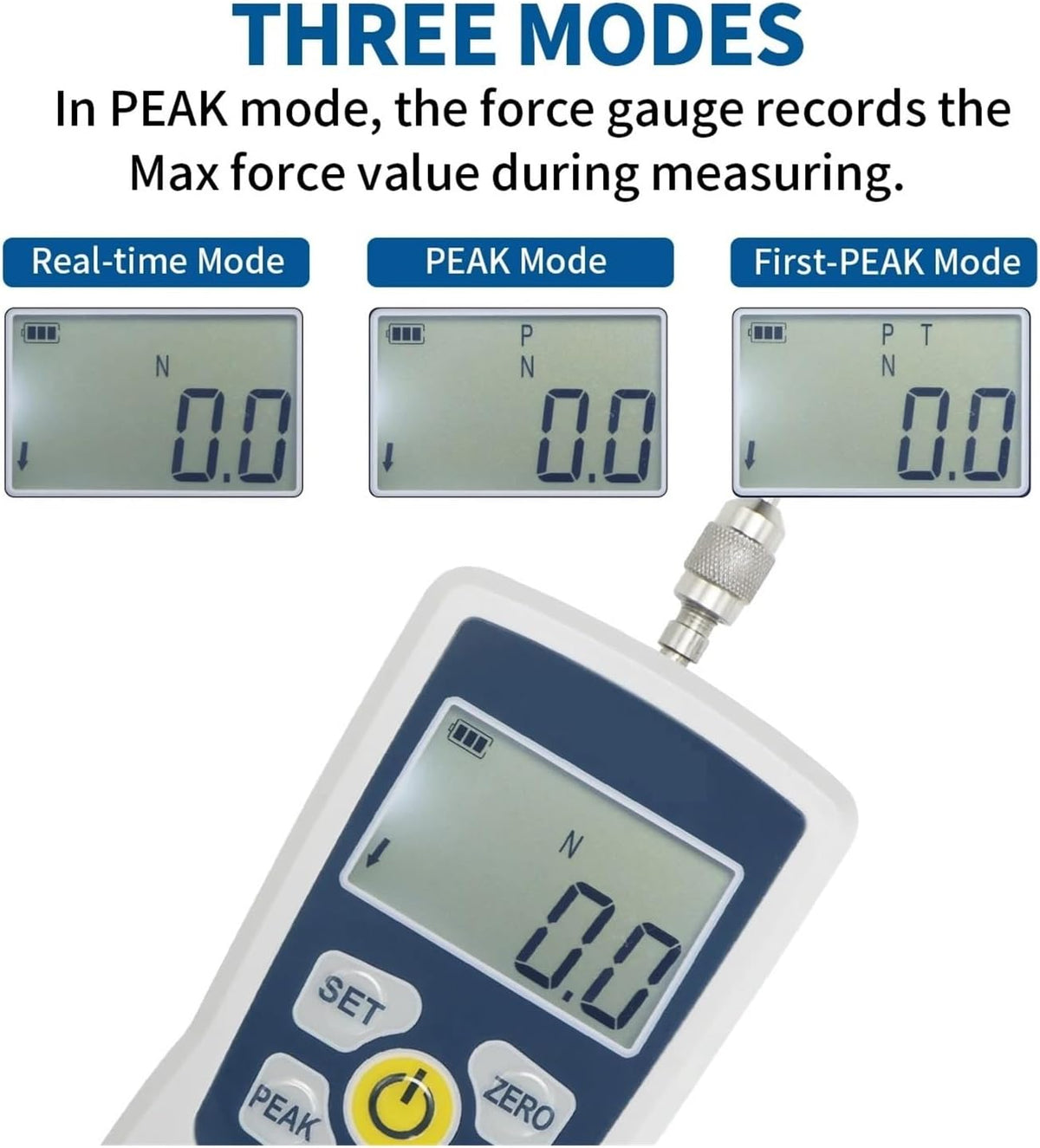 Digital Force Gauge Portable Digital Push Pull Force Gauge Force Test Equipment Dynamometer 1% High Accuracy Am，50N 1