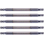 5Pcs 3/32" 4 Flute Solid Carbide Square End Mill, Double End, AlTiN Coated