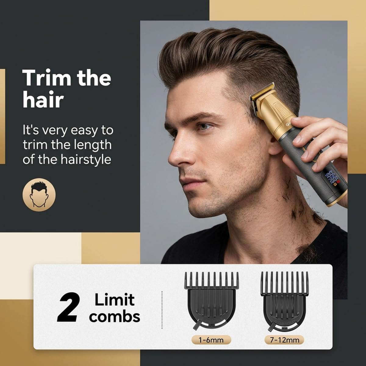 6-in-1 Professional Beard Trimmer for Men Magnetic Replacement Heads,Manscape Cordless Electric Hair Clippers, All in