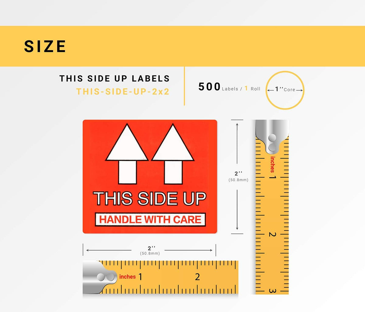This Side Up - Handle with Care (2" x 2")