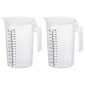 Graduated Beaker, 2 Pack 2000ml PP Plastic Liquid Measuring Cup Double Sided Black Graduations with Handle Lid and