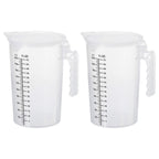 Graduated Beaker, 2 Pack 2000ml PP Plastic Liquid Measuring Cup Double Sided Black Graduations with Handle Lid and