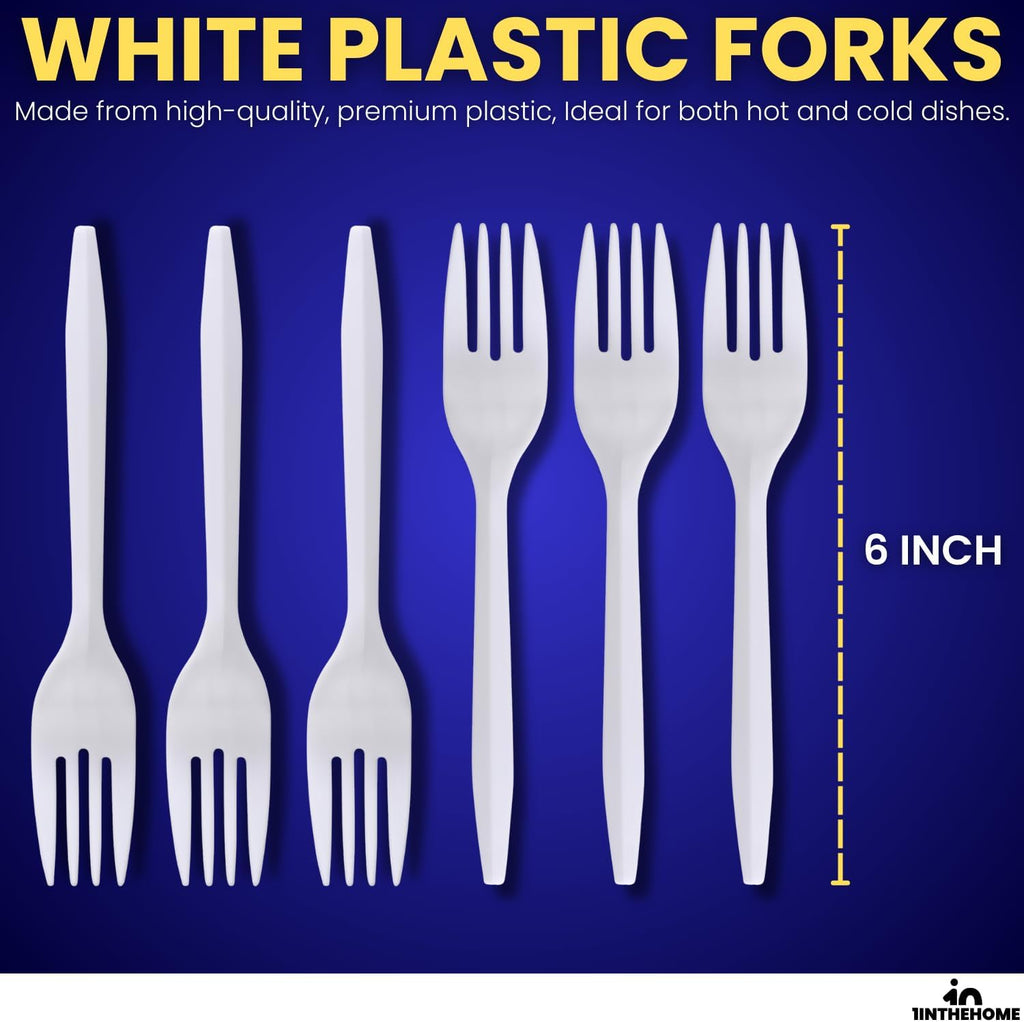 Plastic Forks Bulk, Disposable Medium Weight Cutlery, Heavy Duty White, 1000 Pack