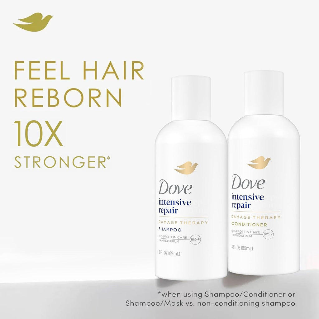 Travel Essentials Shampoo and Conditioner Set – Dove Nutritive Solutions Intensive Repair for Damaged Hair, 3 Oz Ea