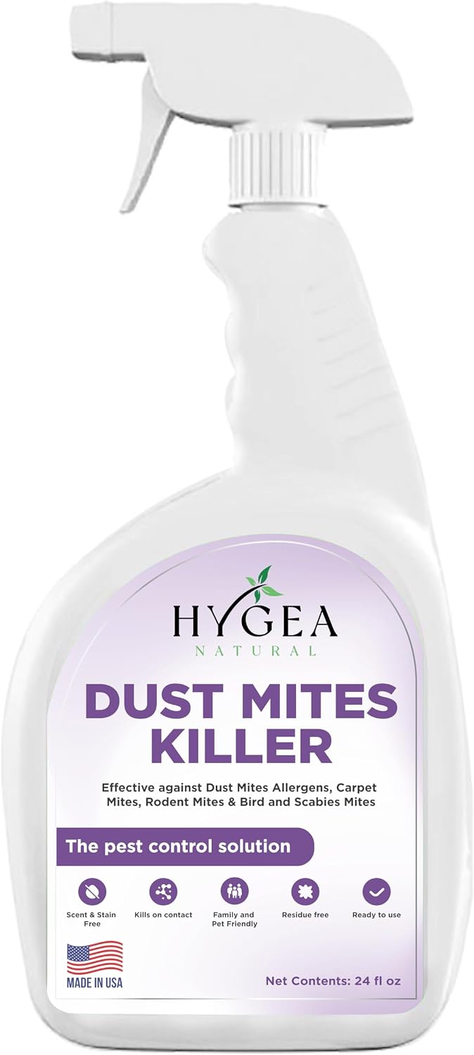 Dust Mite Killer Spray 24 oz Unscented | Eliminates Dust Carpet Rodent Bird & Scabies Mites | Child & Pet Friendly |