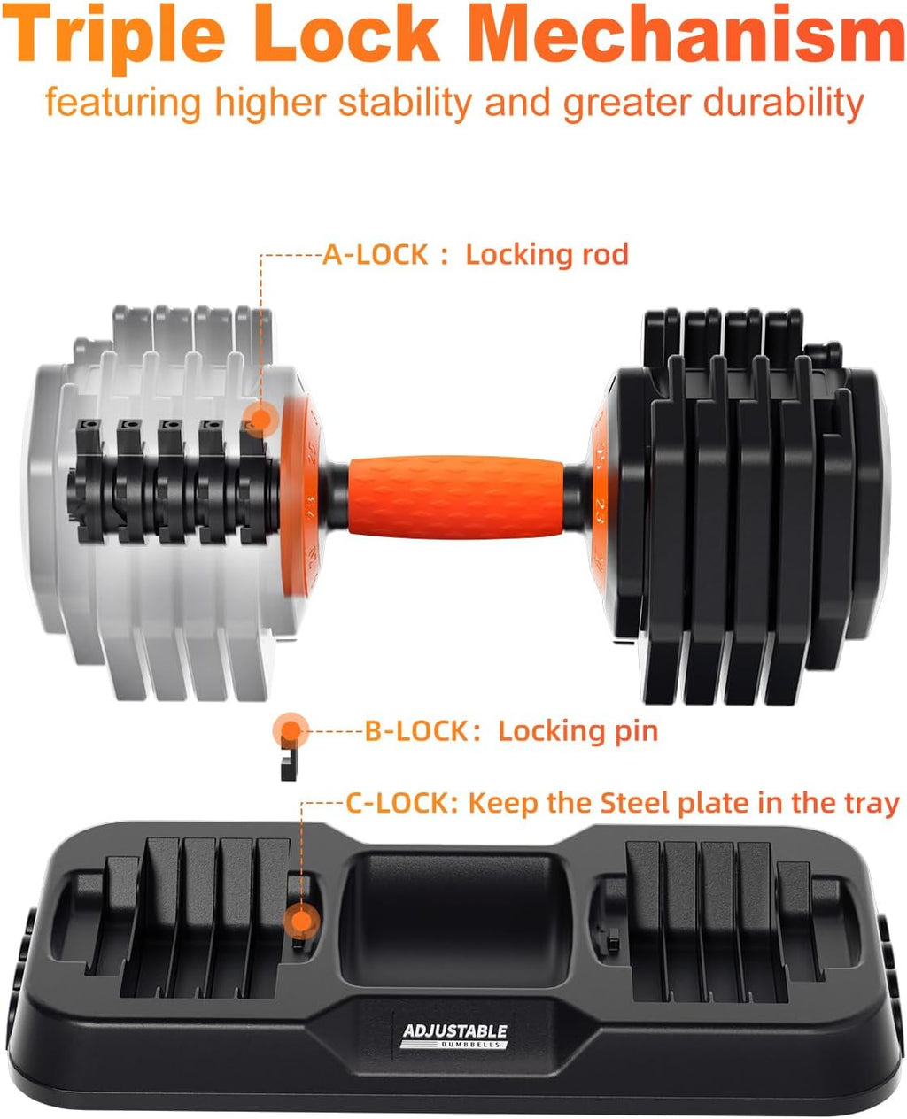 2026 Upgrade Adjustable Dumbbell Set 25lb/50lb, Small Increment in 3-6lb, 1 Hand Quick-Dial, 10-in-1 Adjustable