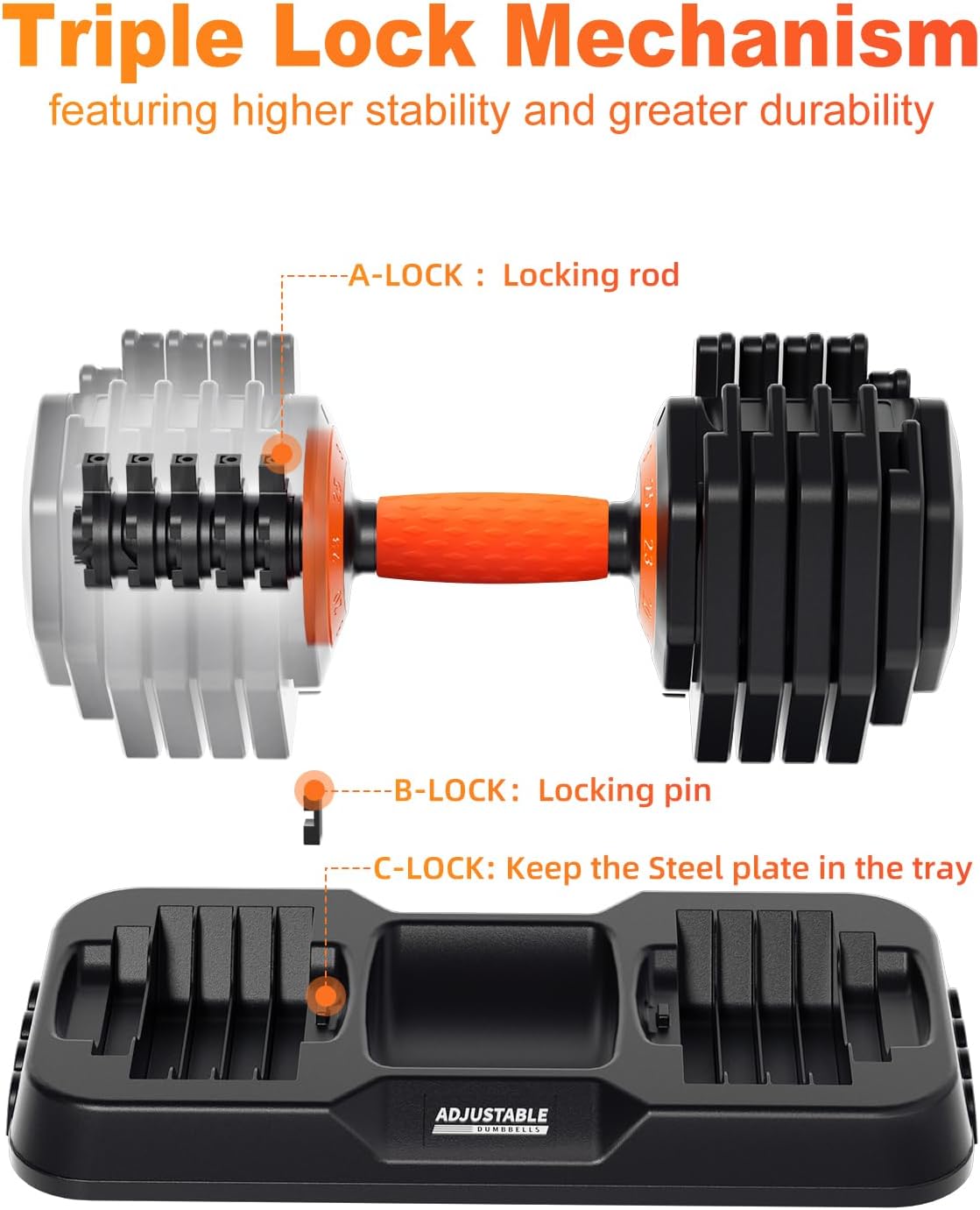 2026 Upgrade Adjustable Dumbbell Set 25lb/50lb, Small Increment in 3-6lb, 1 Hand Quick-Dial, 10-in-1 Adjustable