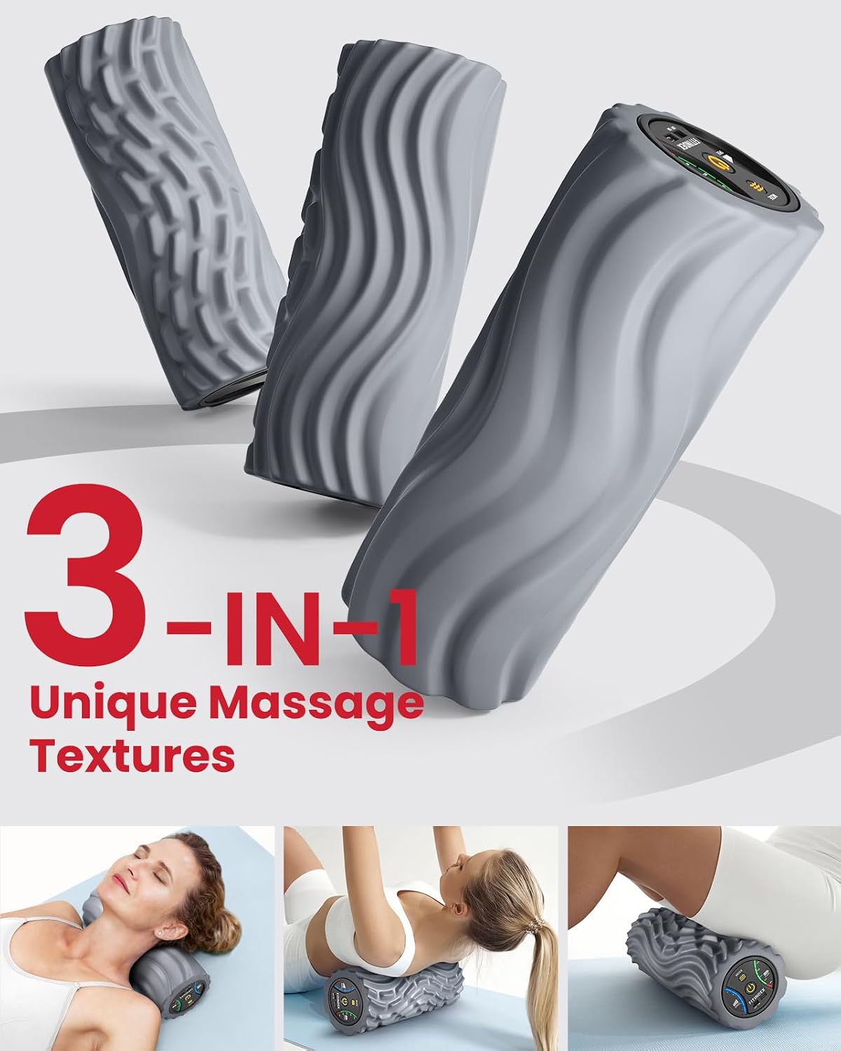 Vibrating Foam Roller for Exercise,5 Vibration Speeds,Rechargeable | Yoga Roller, Electric Roller for Deep Tissue