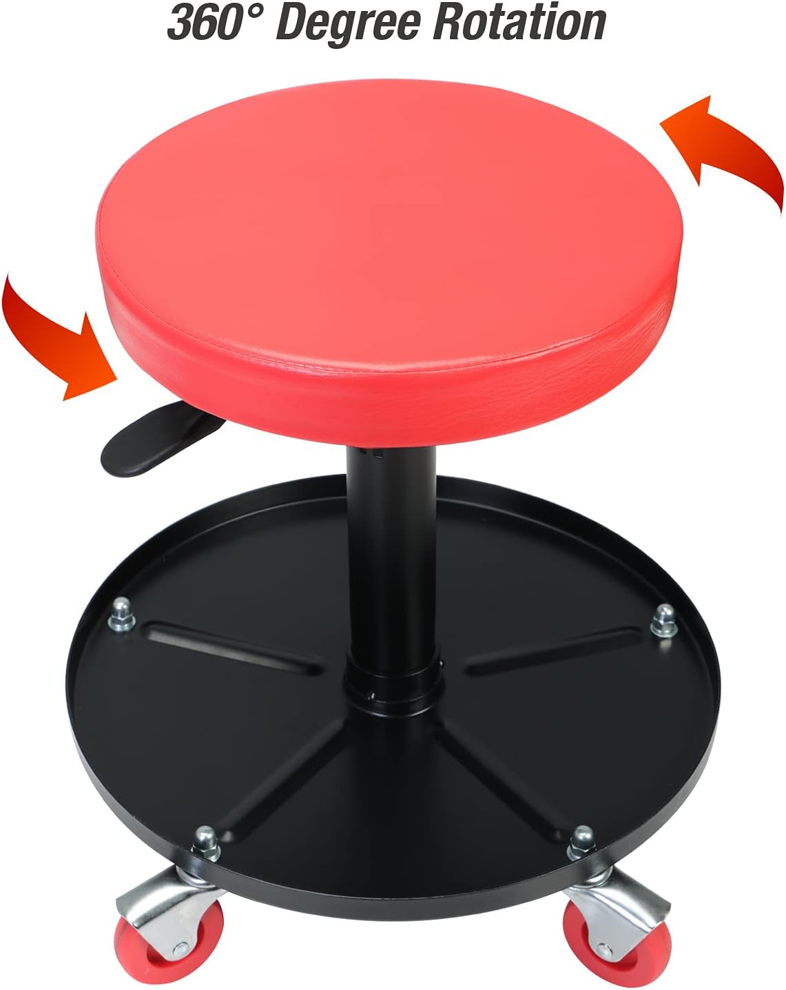 ATRHL6201R Torin Heavy Duty Rolling Pneumatic Creeper Garage/Shop Seat: Padded Adjustable Mechanic Stool with Tool