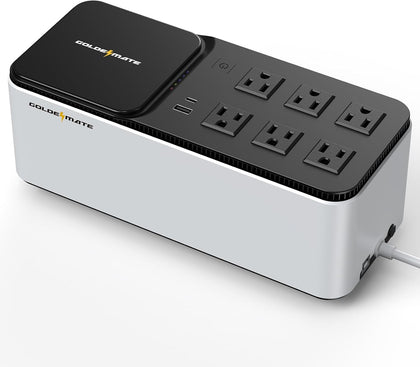 600VA/360W Lithium UPS Battery Backup and Surge Protector | 6 Outlets, 2 USB Ports, Wireless Charging, Wall Mount