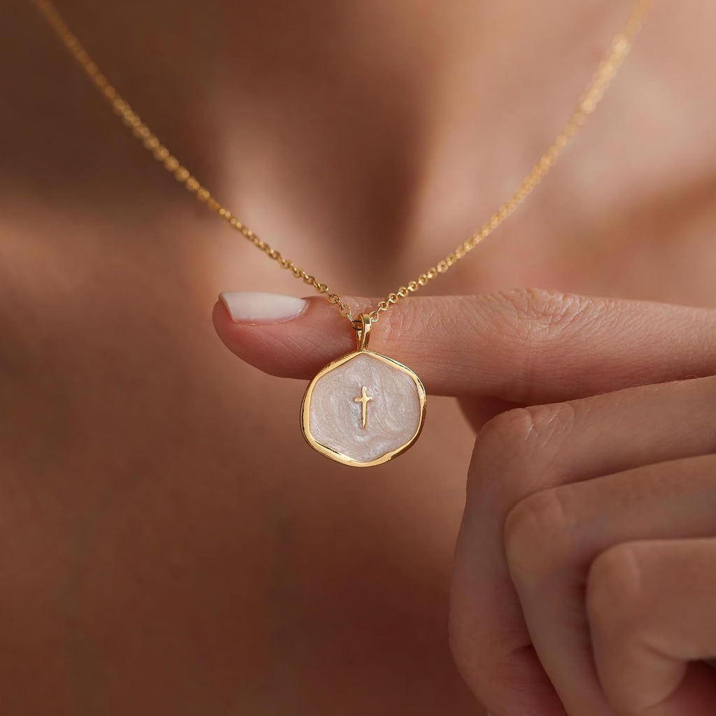 Graduation Gift for Her Cross Necklace for Women-Dainty Simple 14k Gold Plated Cross Pendant Cute Necklaces for Women