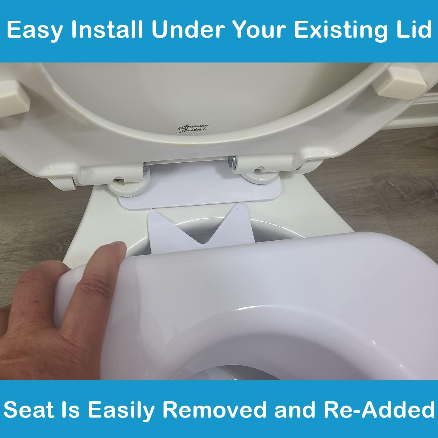 Toilet Seat Riser with Quick-Lock, Raised Plastic Toilet Seat Adds 4” of Height - Fits Most Standard Round &