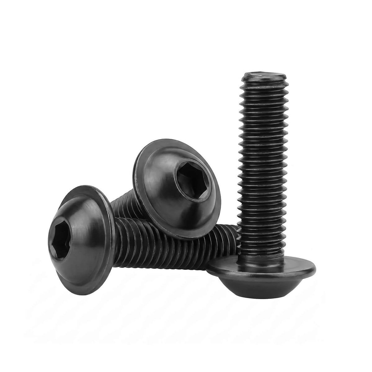 M6 x 20mm (20 Pack) Flanged Button Head Hex Socket Cap Screws Bolts, Hex Drive Bright Finish Fully Machine Thread, Black Oxide 304 Stainless Steel 18-8 Screws