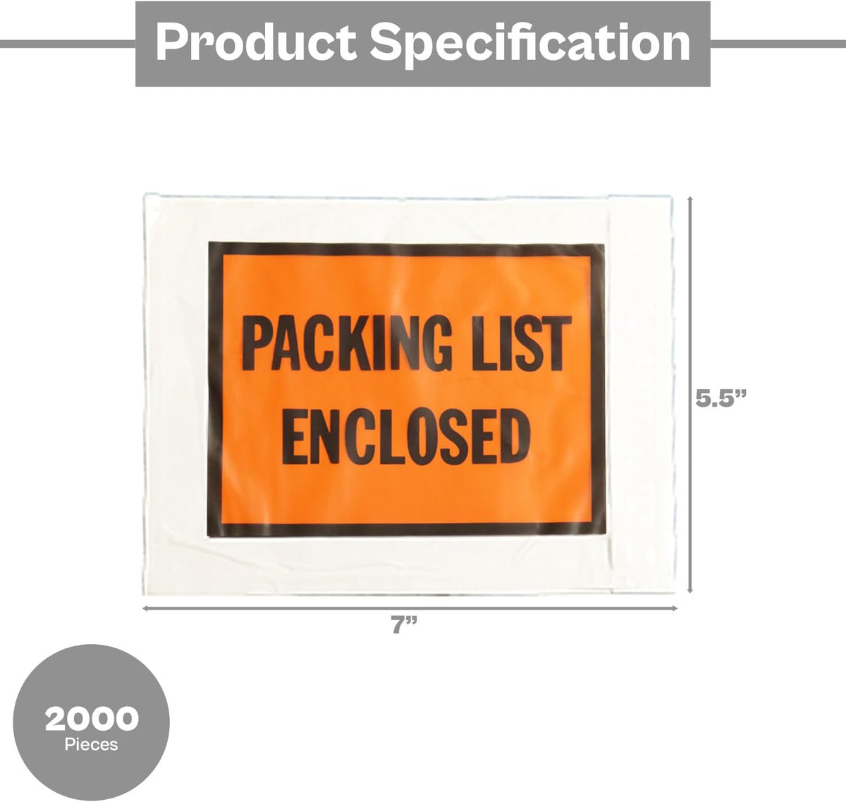 PSBM 2000 PCS 7 x 5.5 Inch Orange Full Face Packing List Enclosed Bags, Shipping Mailing Envelopes and Packing Slip