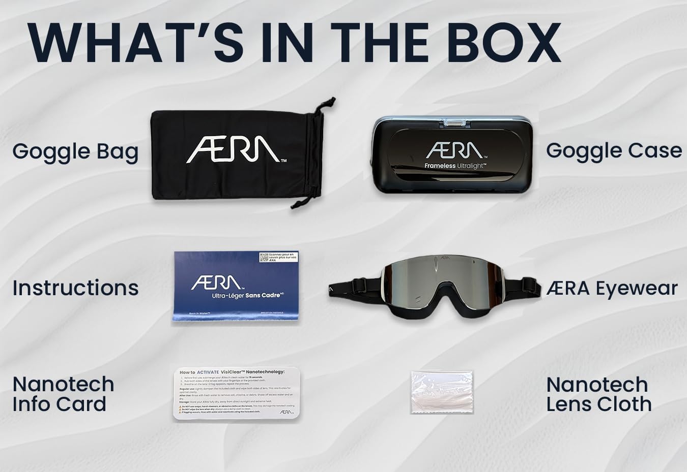 Frameless Ultralight Swim Goggle, Anti-Fog Nanotech Lens, 100% UV Protection, Surf, SUP, Jet Ski, Waterski, Open Water