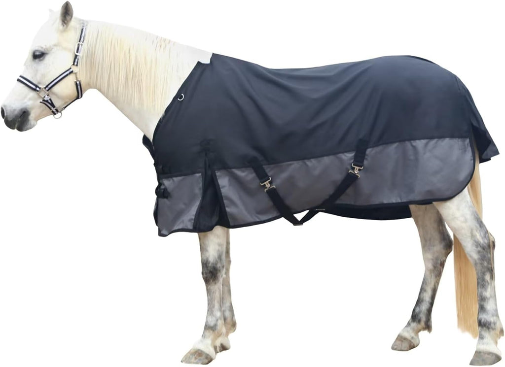 1200D Horse Blanket Waterproof Breathable Turnout (no Filling) Standard Neck Horse Sheet Black Grey 69IN