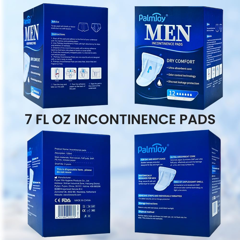 Deodorizing Incontinence Pads for Men,Medical Urine Shields Day&Night 3.5/7 Fl Oz,Male Pads for Leakage 3 Boxes of