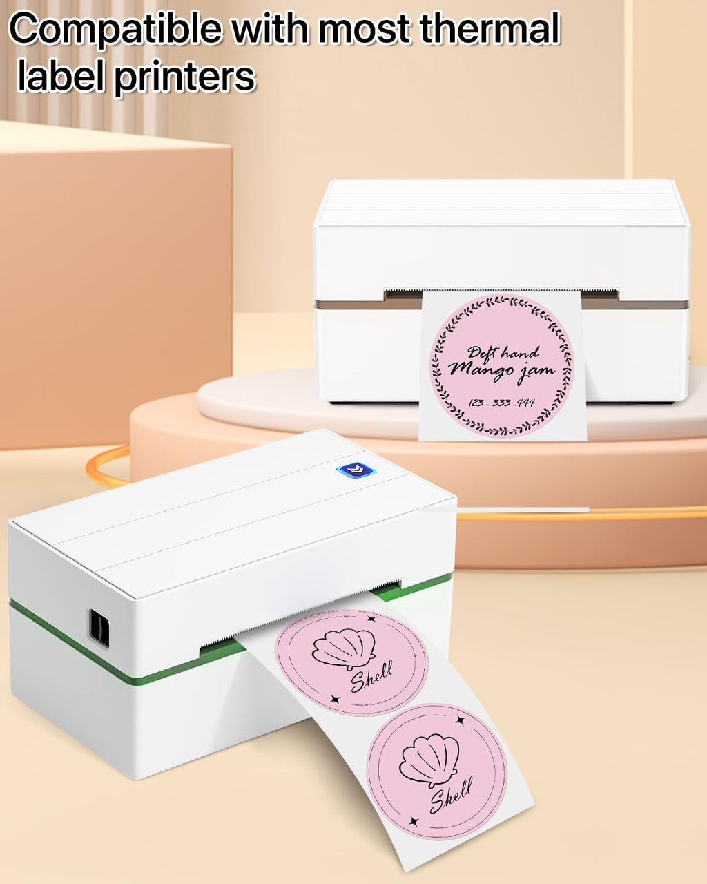 3 Inch Pink Circle Thermal Labels, Durable Round Thermal Label