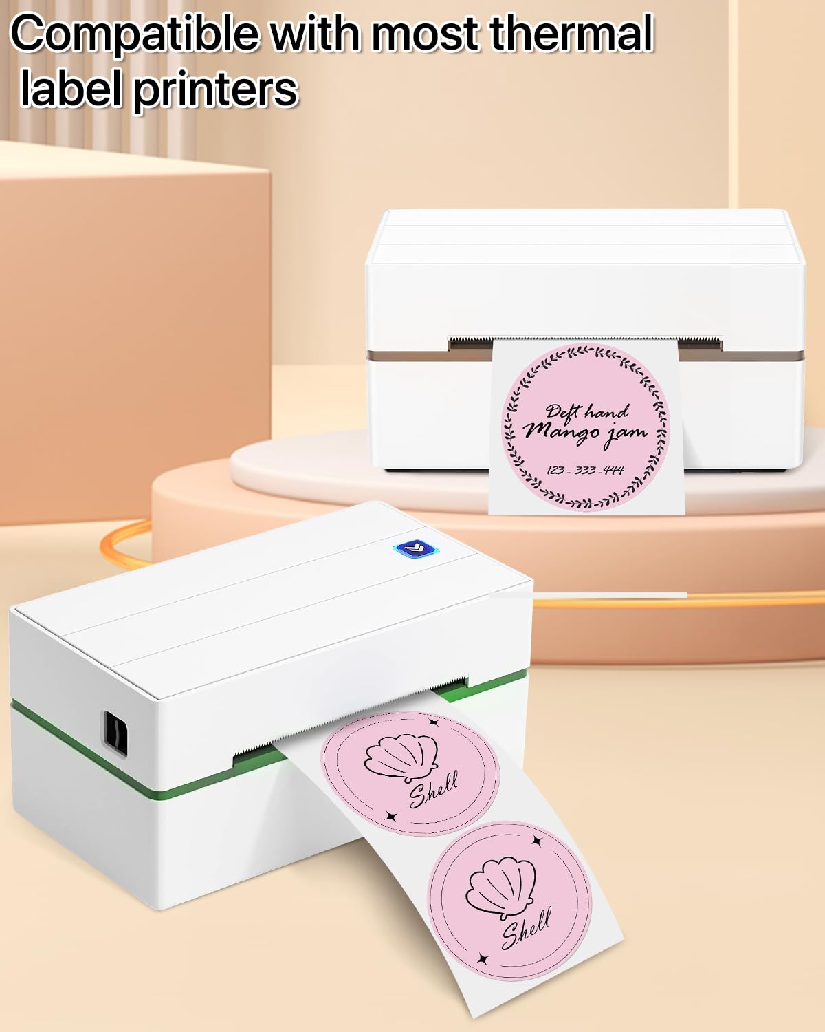 3 Inch Pink Circle Thermal Labels, Durable Round Thermal Label