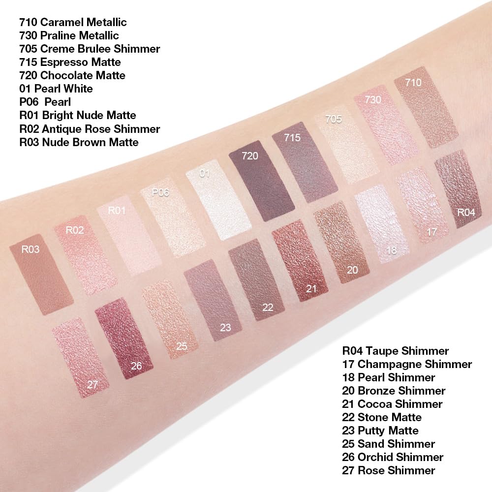 Single Cream Eye Shadow Palette Pot Makeup for Older Women, Caramel Shimmer Glitter Metallic Monochrome Cream to