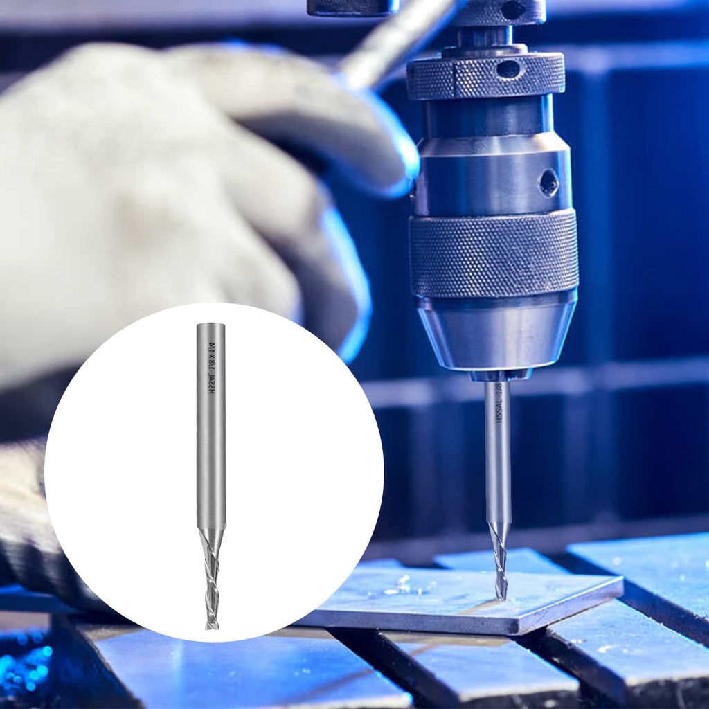 Flylin 5Pcs 1/8'' End Mill Set 4 Flute Cutter Drill Bits HSS CNC Router Bit