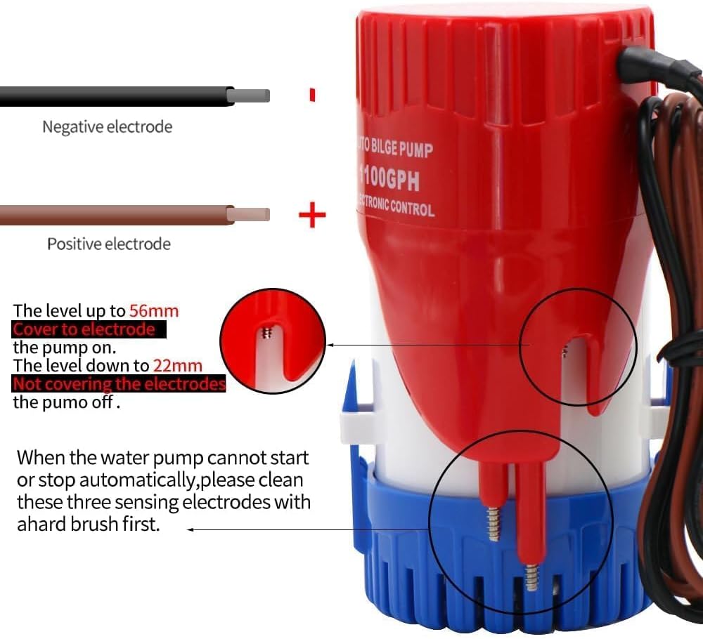 1100 GPH 12V Automatic Bilge Pump with Electronic Sensor