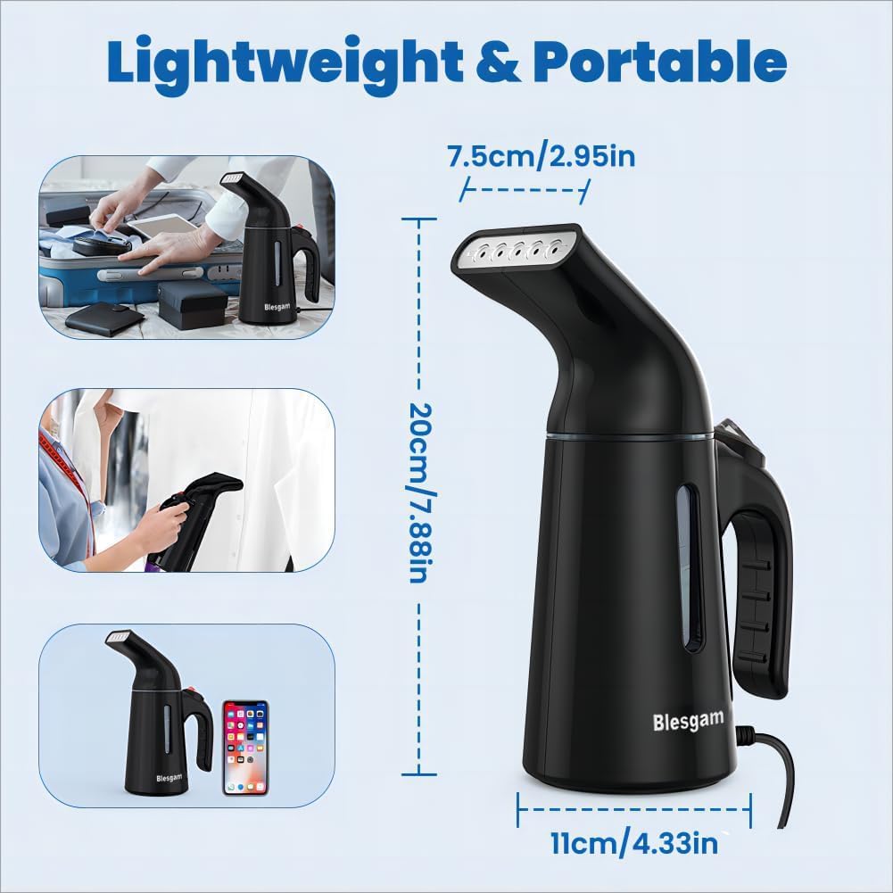 Steamer for Clothes 700W, Fast Heat-up in 40S Clothes Steamer | 120ML Water Tank, 25g/min Strong Penetrating Steam