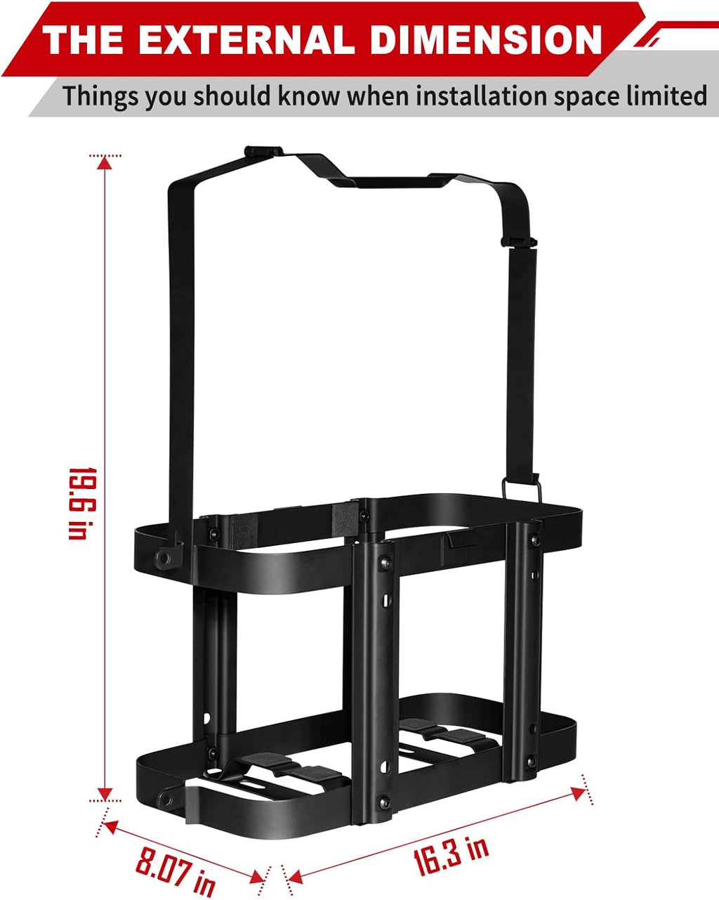 2024 Upgrade 5 Gallon Jerry Can Mount Holder | Lockable Jerry Gas Can Holder Rack, 20 Liter, Reinforced Welding
