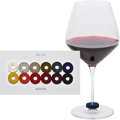 Wine-O's Merino Wool Wine Glass Charms (Autumn) 12 Count - Drink Markers with Note Card - Reusable - 12 Colors - Boho