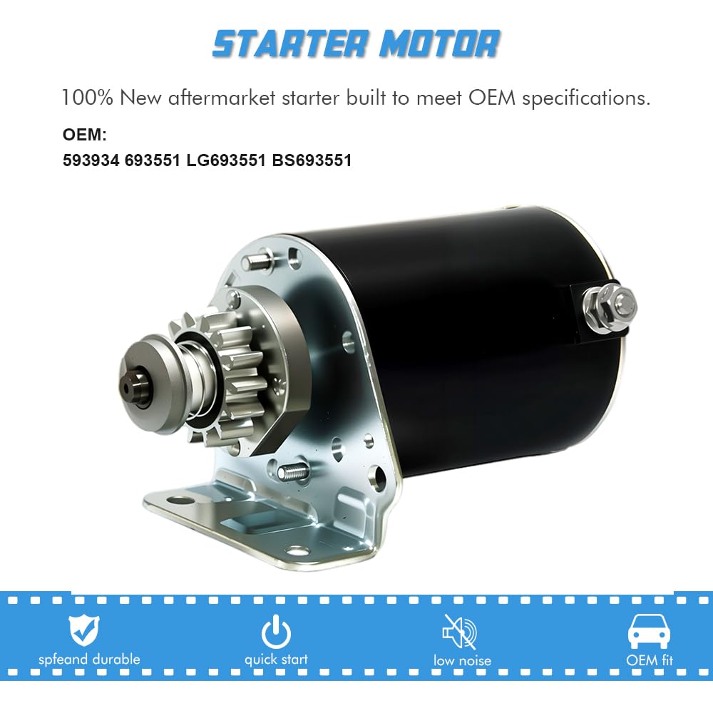 14 Teeth Starter Motor Replacement for Cub Cadet 11 16 18 RTZ LT1018 John Deere D100 105 L100 New Holland Toro LA105 LA110 LA115 LA125 14.5 16 16.5 17 17.5 18 18.5 19 19.5 20HP Engine 441777 331777
