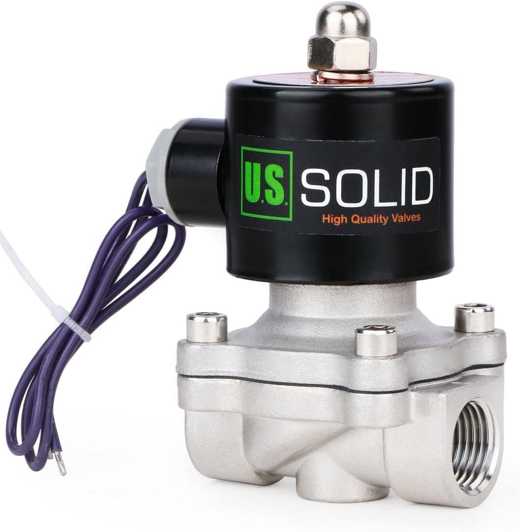U.S. Solid 1/2" Stainless Steel Electric Solenoid Valve 12V DC Normally Closed