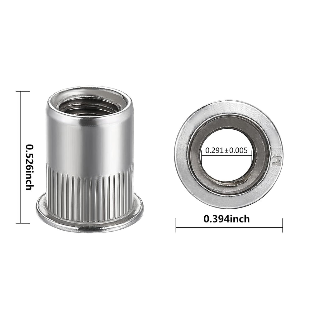 Wensilon 20Pcs Rivet Nut M12 Metric Stainless Steel 304 Finish Flat Head Rivnut Threaded Insert Nut Knurled Body