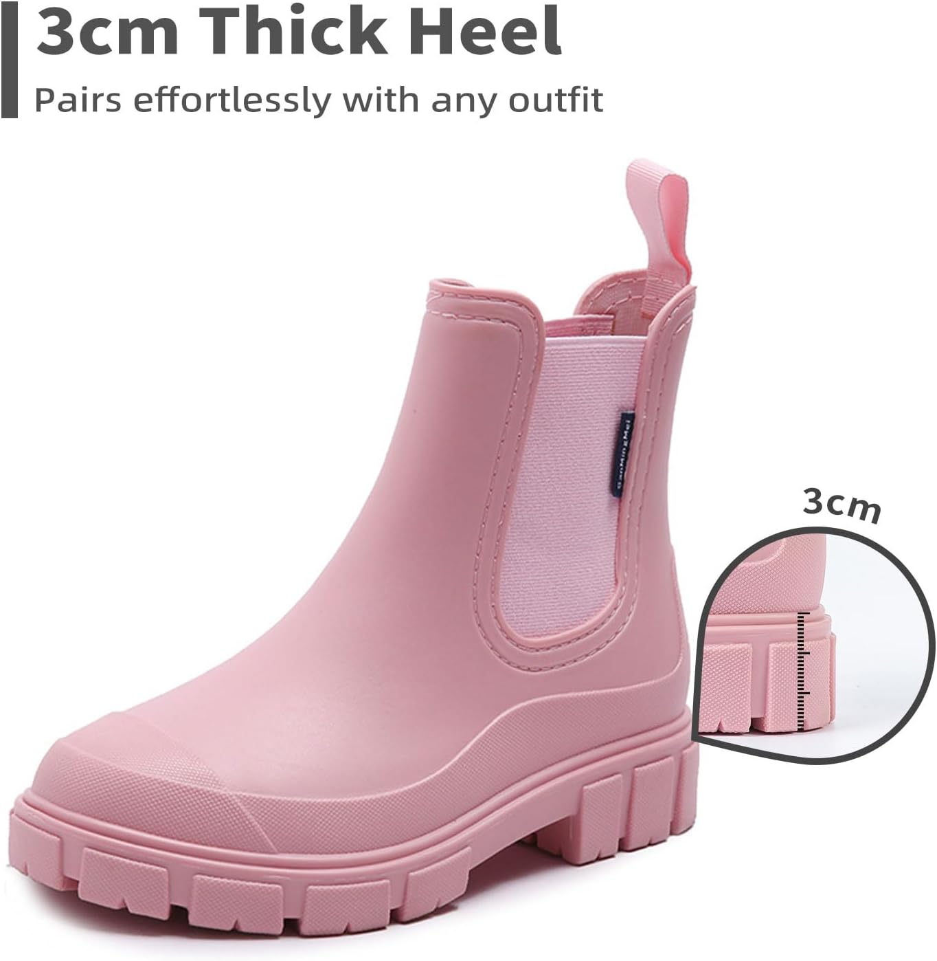 Womens Rain Boots Waterproof Rubber Garden Shoes Short Ankle Chelsea Boots Slip-Resistant