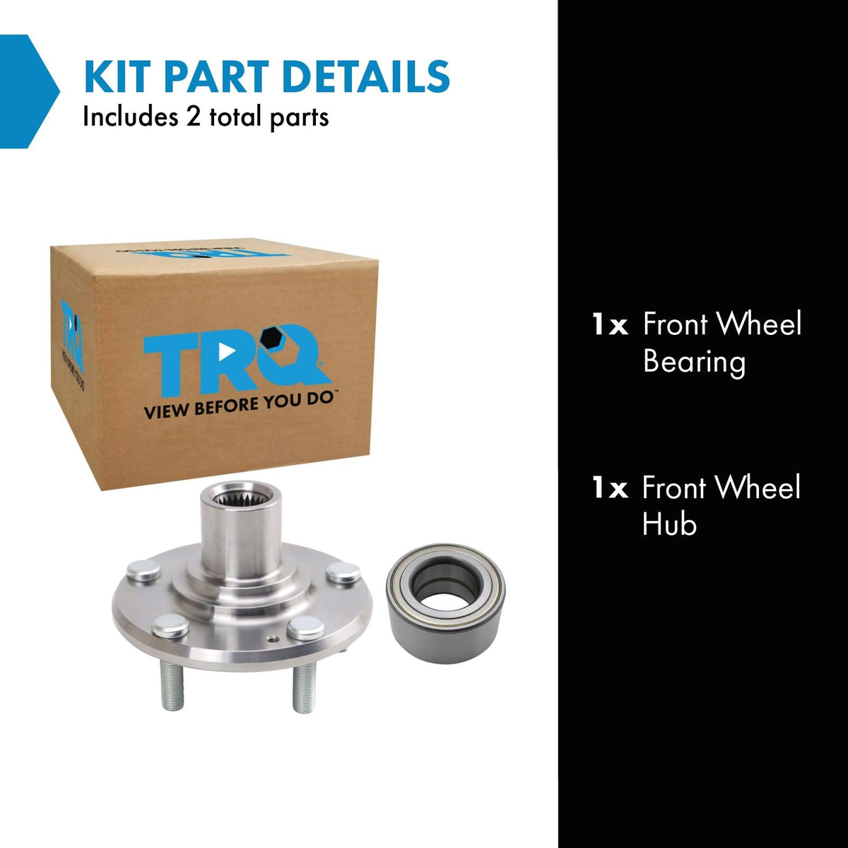TRQ Front Passenger Side Wheel Bearing & Hub Kit