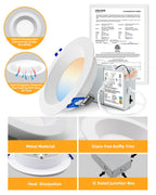 12 Pack 4 Inch Anti-Glare LED Downlight, Dimmable Ceiling Light,Round