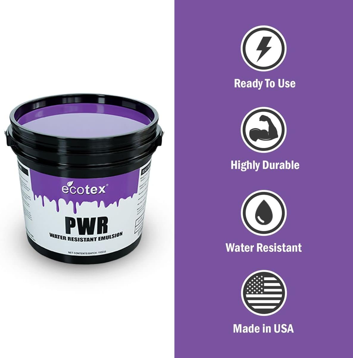 Ecotex PWR Screen Printing Emulsion - Plastisol & Water Based Ink, 1 Pt | Premixed And Pre-Sensitized, Water
