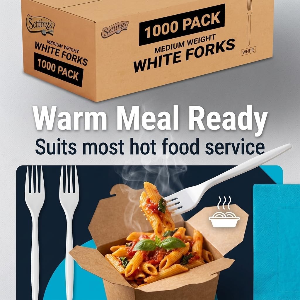 Plastic Forks White Heavy Duty Disposable Cutlery, 1000 Count