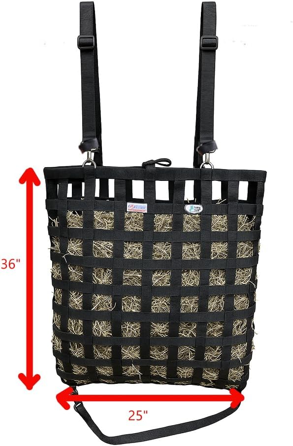 Slow Feed Hay Bag for Horses – Patented Durable Nylon Hay Bag with 2"x2" Mesh, Easy-Fill Top Ring, Tough Bottom for