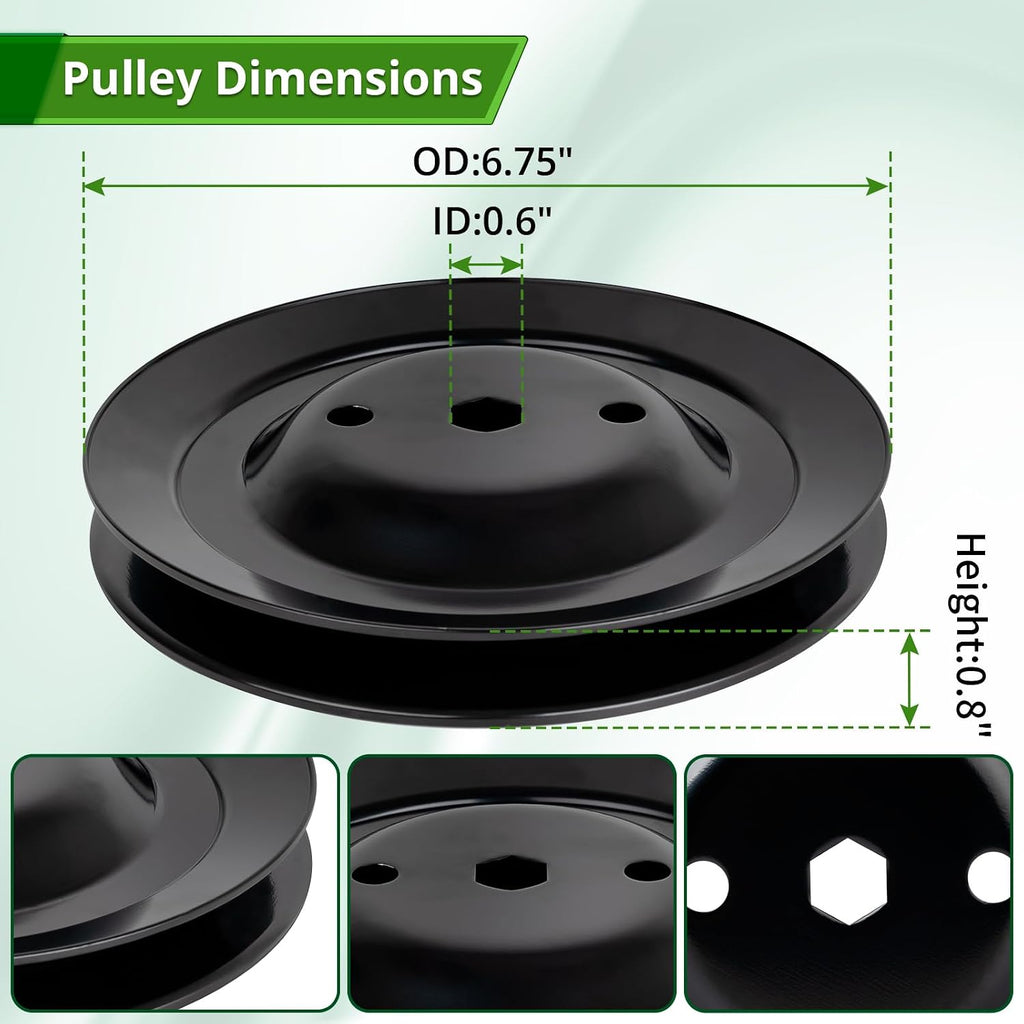 GY20454 Spindle Assembly with GX21381 Pulley for 54" Mower Deck, Compatible with John Dee-re D170 E180 LA150 LA175