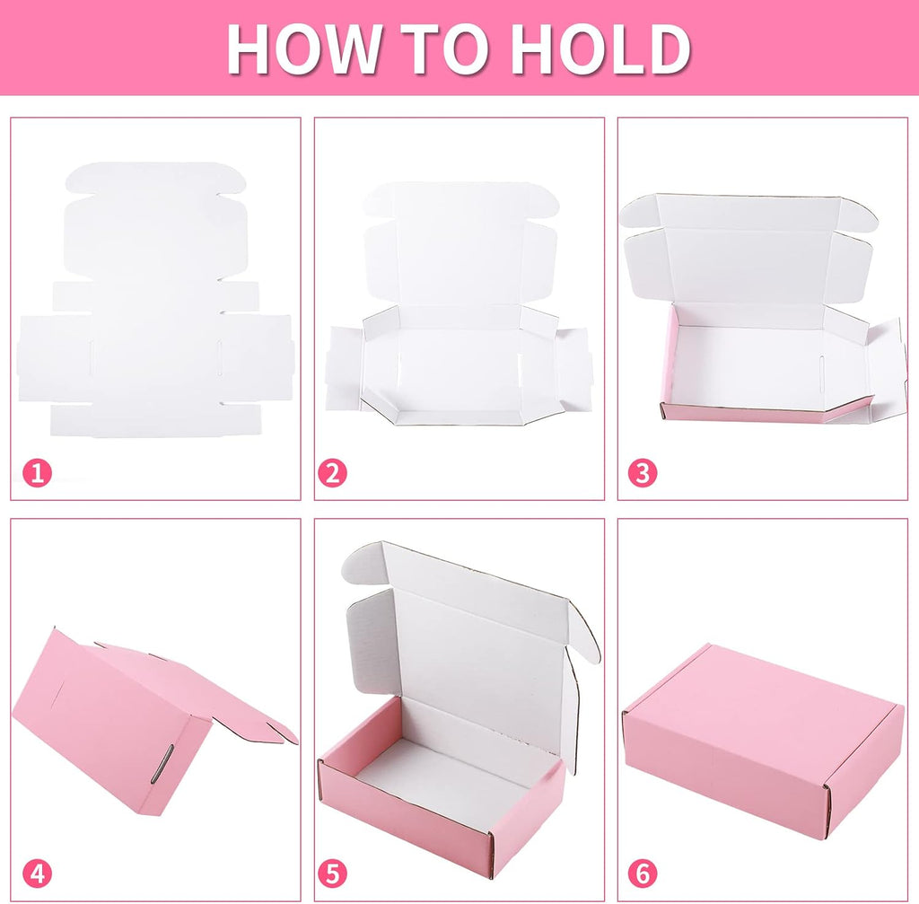 50 Packs Shipping Boxes, Cardboard, Pink, 6 x 4 x 1.6 Inches