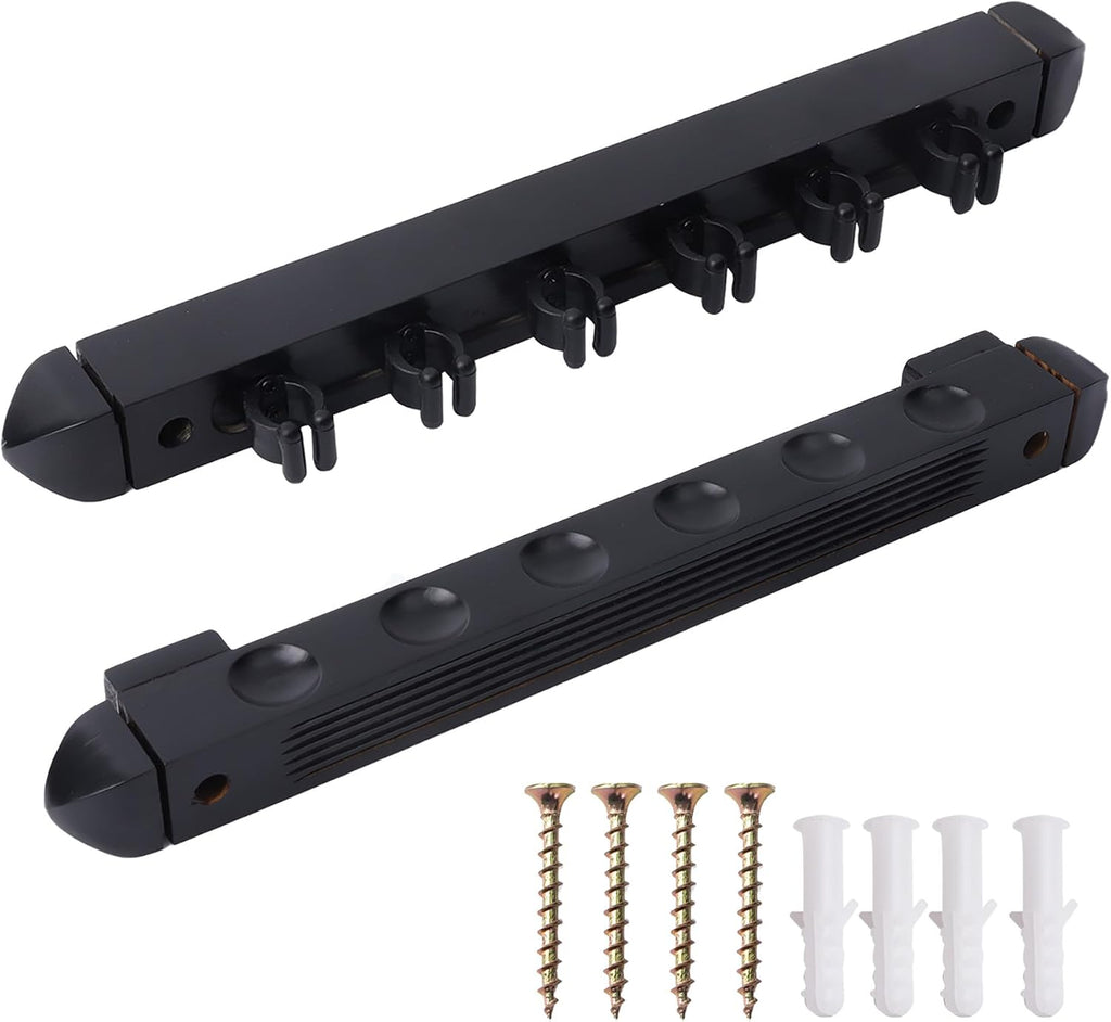 GSE 2-Piece Wooden Wall Mounted Billiard Pool Cue Rack Holds 6/8/12 Cues | Several Colors Available, Pool Stick