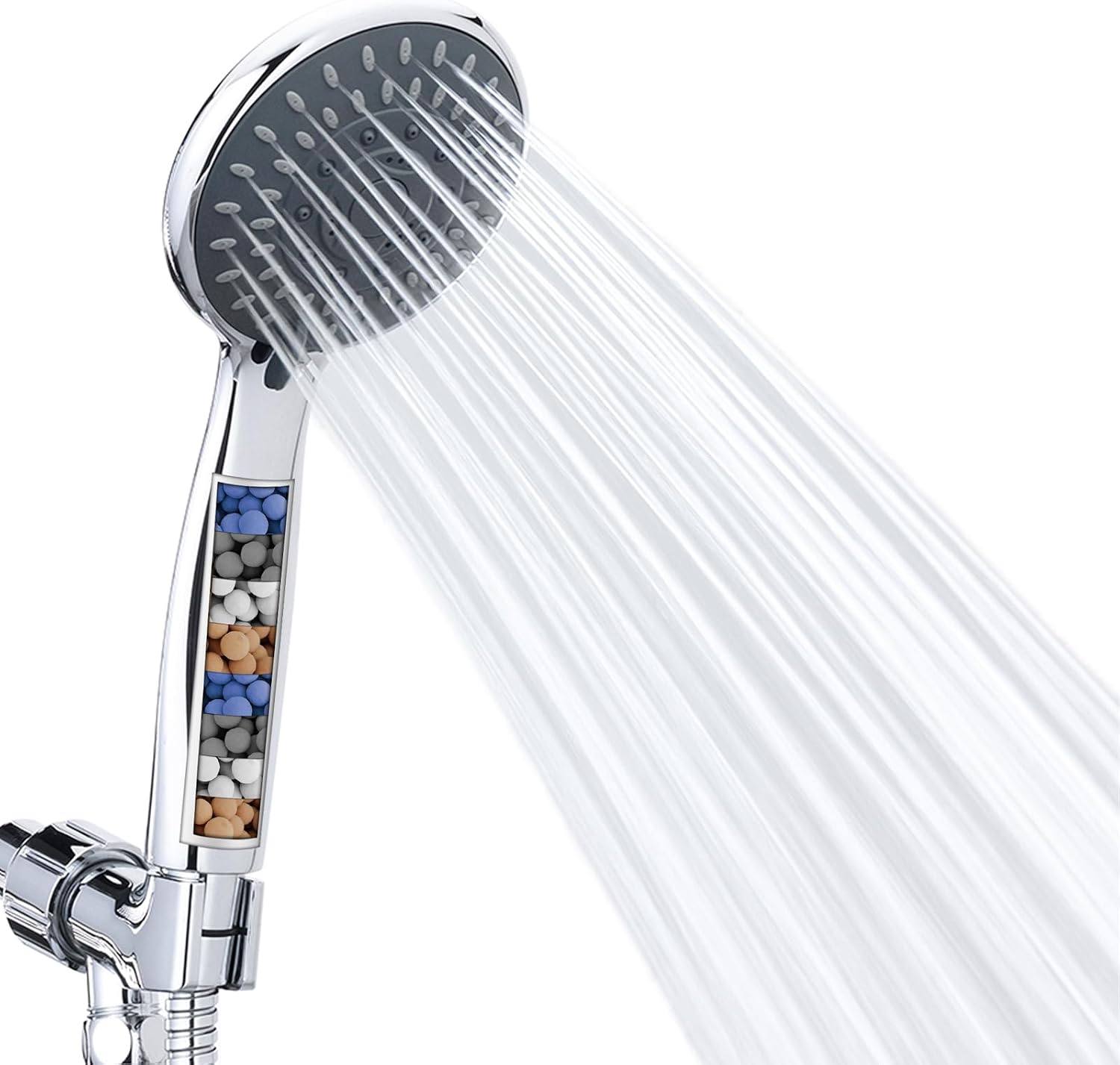 Filtered Shower Head with Handheld, High Pressure 5 Spray Mode Showerhead with Hose Bracket Filter for Hard Water