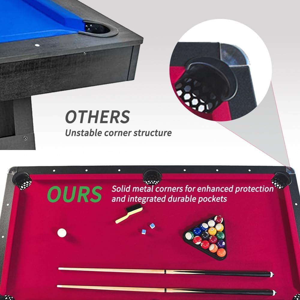 2 in 1 Pool and Table Tennis Multi Game Table, 6-Foot Modern Billiards Table with Conversion Top of Table Tennis