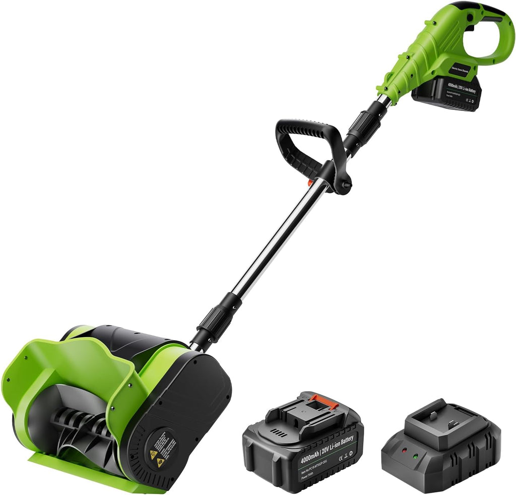 12-Inch 20V Cordless Electric Snow Shovel - 16ft Throwing Distance, Battery Snow Blower for Driveway, Sidewalk