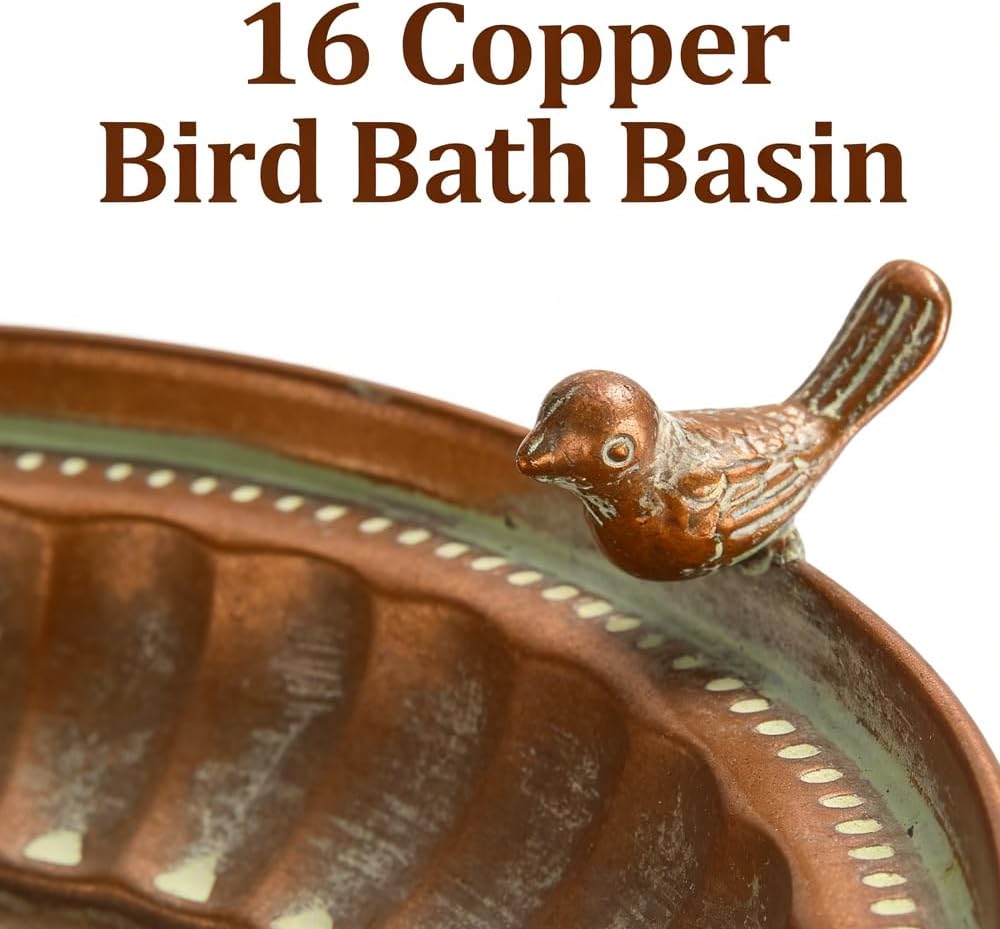16" Hanging Bird Bath for Outdoors, Metal Bird Bath Bowl