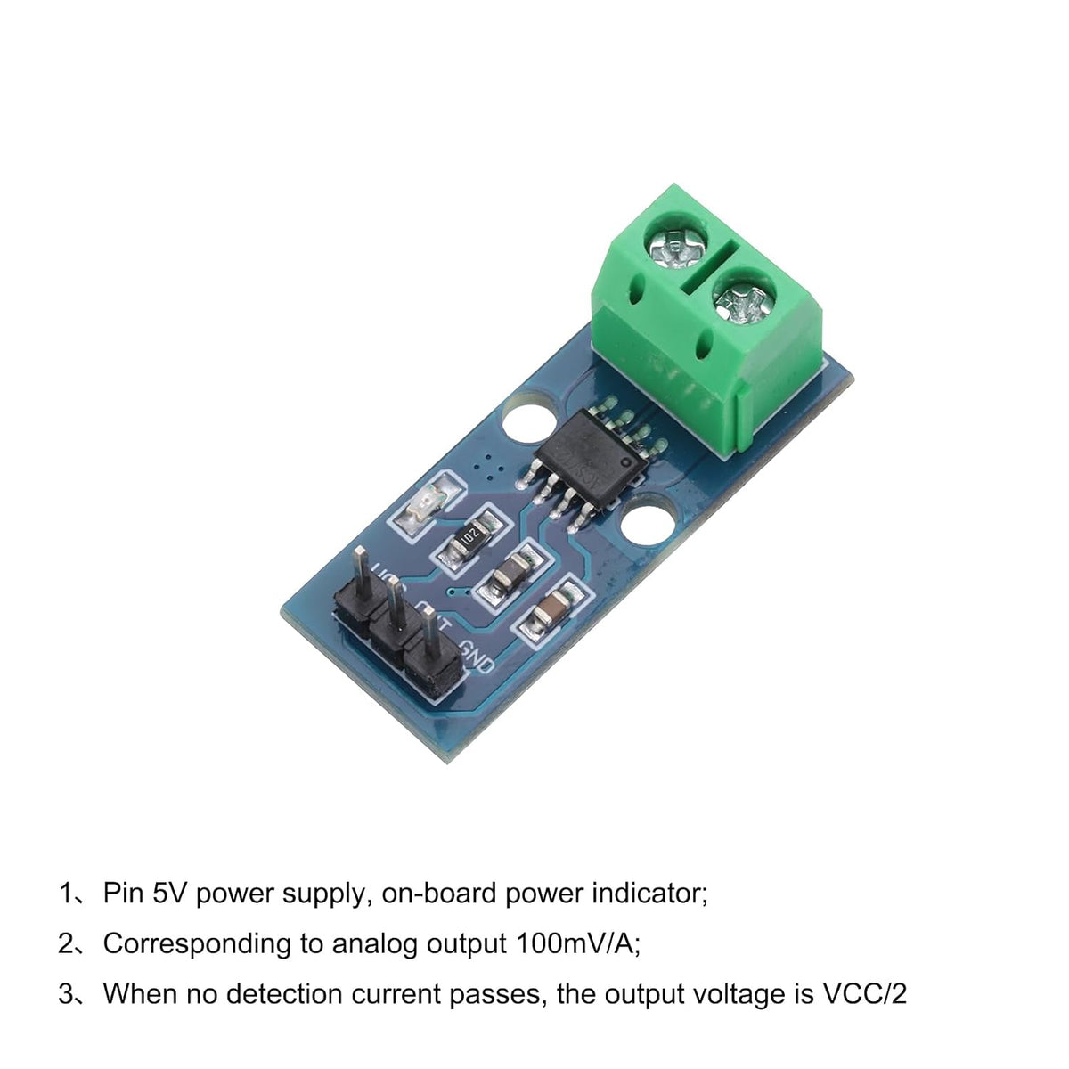 MECCANIXITY 2pcs ACS712 Current Sensor Module 20A Range Hall Effect Current Sensor Current Measuring AC/DC with Cable for Detecting Current